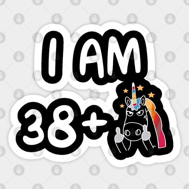 38th Unicorn Birthday Sticker by IndigoPine